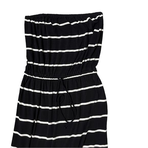 J. Crew Strapless Nautical Striped Maxi Dress Black White Size S - Picture 3 of 5